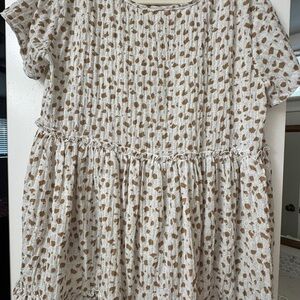 Entro Cream and Brown Spotted Tunic Top